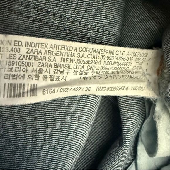 Zara Basic Z1975 Denim Blue Jeans with Distressed Hem and Pom Poms - Picture 6 of 10